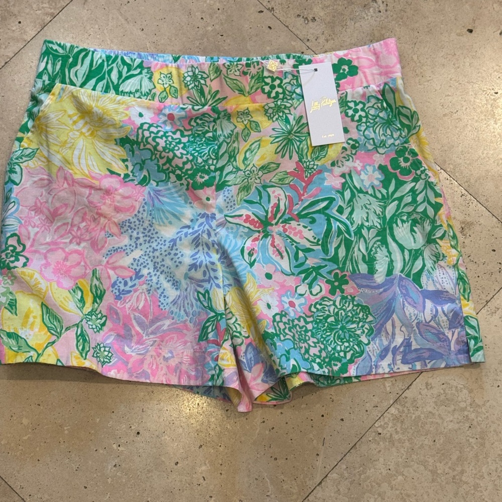 Lilly Pulitzer Alista Stretch Short Multi Bright Delight Patch L